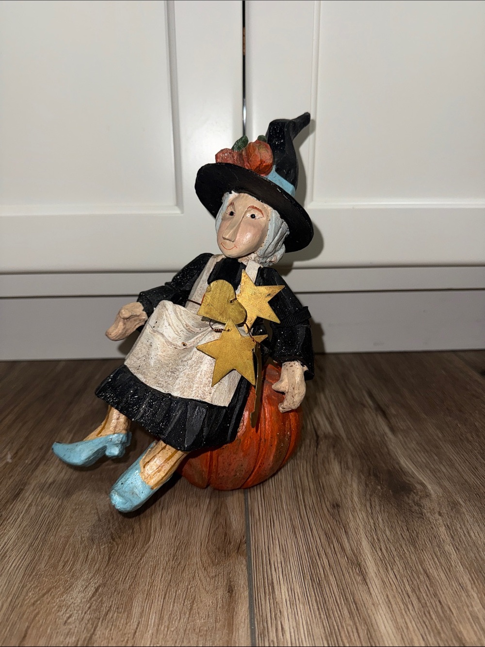 Halloween House Of Hatten Witch On Pumpkin Figurine 9” 1992 Folk Art